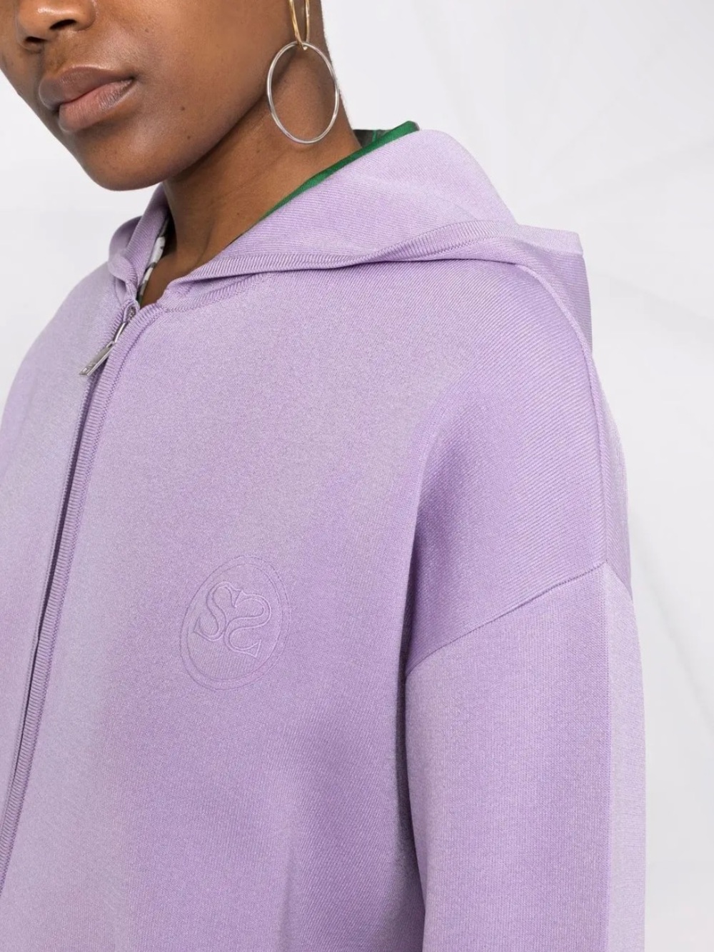 Sandro Reynold Logo-Embroidered Knitted Hoodie Lavender Lilac